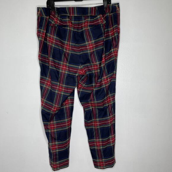 Talbots Pants Womens 16WP Plaid Navy Red High-Waist Hampshire Ankle Wool Blend - Picture 6 of 6